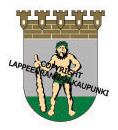 Villimies-vaakuna, jonka päällä Copyright Lappeenrannan kaupunki -teksti.